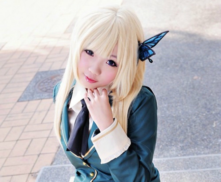 Sena Kashiwazaki Model - female, girl, school, blue eyes, blond, model, butterfly, sena kashiwazaki, sena, anime, cosplay