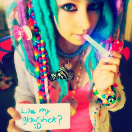 Like My Glowstick? (; - glow, emo, girl, scene, glowstick