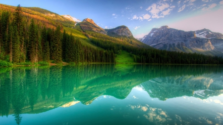 Lake forest - trees, water, beautiful, photography, beauty, forest, reflection, nature, green, lake, mountains, sky