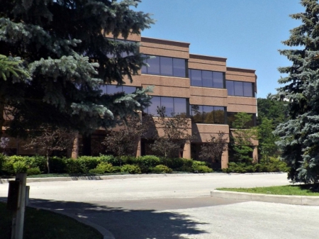 wellington square , Barrie - brick, office building, trees, structures, scenery