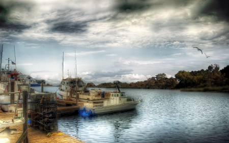 Fishing Boats at the Wharf ~ HDR - wharf, hdr, landscape, river