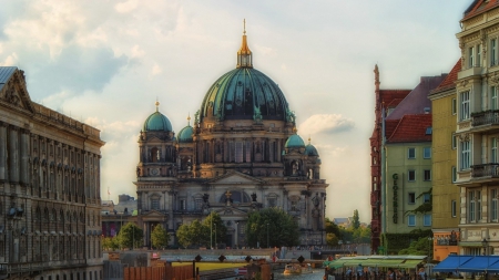 beautiful berlin cathedral - cathedral, river, city, dome