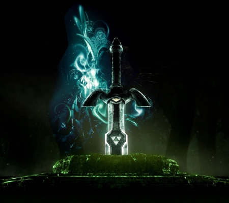 Sword of Zelda - magic, videogames, black, zelda, white, games, forest, blue, adventure, link, sword