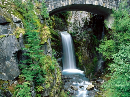 Waterfall - nature, water, fall, trees