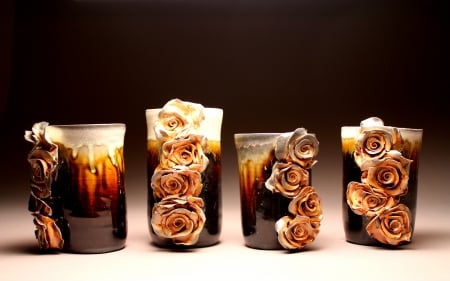 FLOWER MUGS - flowers, ceramic, roses, mugs