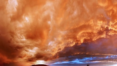 amazing fiery sky - clouds, fiery, orange, sky