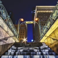 steps out from chicago metra train station hdr