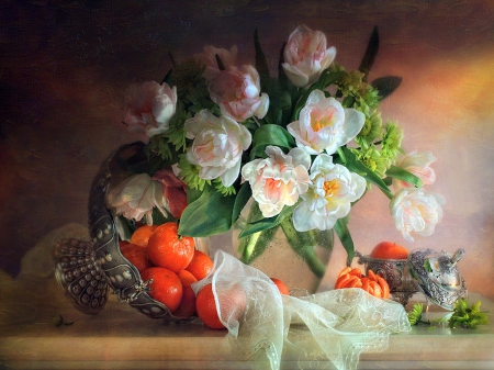 Tangerines and peonies