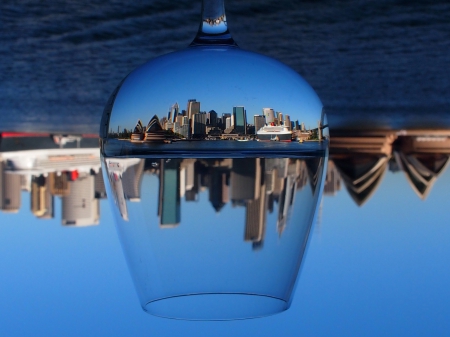 An other View of Sydney - vessel, harbor, skyscraper, opera, reflection, glass, australia