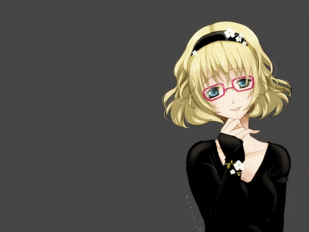 â™¡ Maiden â™¡ - nice, beauty, female, glasses, hot, blond, sunglasses, simple, anime girl, blond hair, pretty, blonde hair, anime, cute, short hair, maiden, lady, sexy, girl, kawaii, plain, beautiful, sweet, blonde