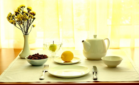 Still life - stilllife, tea, photo, yellow, lemon