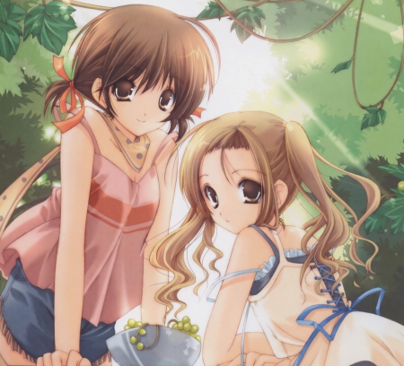 Kagome n Kizuna - pretty, anime, kawaii, female, dress, long hair, strawberry panic, nice, brown eyes, anime girl, hot, girl, lovely, brown hair, sweet, blouse, cute, sexy