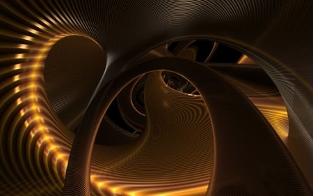 ABSTRACT - TUNNELS - abstract, tunnels, hot, cool, textures, fantasy, digital, surreal, golden, art