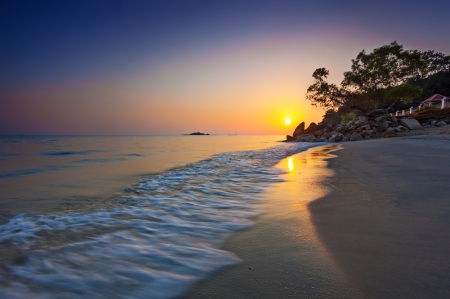 Beautiful Beach - sky, beach, blue, beautiful, sunset