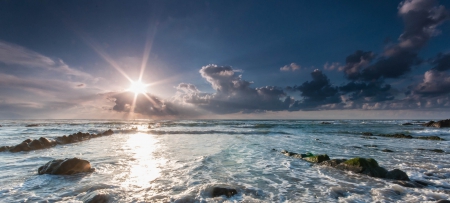 Beautiful View - beauty, sky, ocean, beach, blue, beautiful, sunset