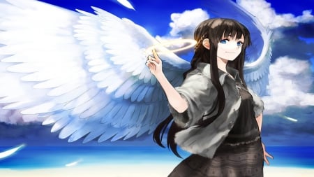 Anime Angel Girl - wings, cant think of a fourth, girl, halo, angel