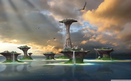 Fantasy Islands - fantasy, landscape, 3d, islands