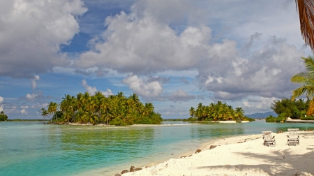 Two beautiful islands - Bora Bora Tahiti - lush, beach, trees, pacific, paradise, polynesia, french, bora bora, atoll, lagoon, holiday, desert, south, resort, sand, ocean, two, islands, tropical, palm, exotic, luxury, blue, society, island, sea, retreat, tahiti