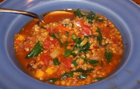 Spicy Soup - abstract, spoon, soup, hot, spicy, bowl, beans, hotbeans, bayleaves, onion