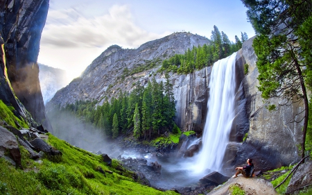 Yosemite Nat'l. Park, California - Trees, Yosemite, Mountains, Waterfall