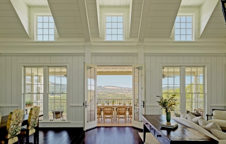 Wine Country Farmhouse - view, windows, beautiful, interior, wine, farmhouse, country