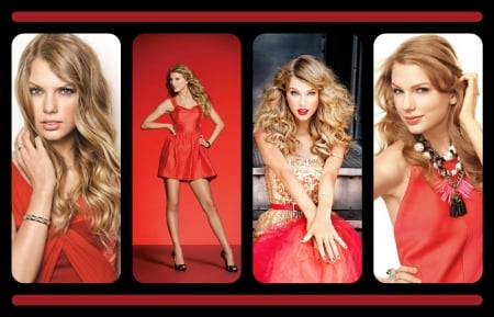 Taylor Swift - red, black, beauty, collage, blonde, girl, taylor swift, singer, cehenot, music, woman