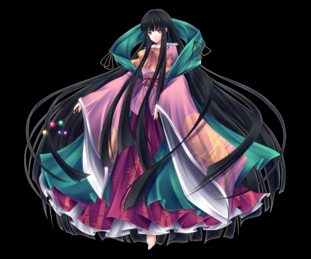 Houraisan Kaguya - anime, elegant, female, maiden, dress, long hair, touhou, gorgeous, plain, hd, gown, anime girl, serious, beautiful, hot, girl, simple, beauty, black, Houraisan Kaguya, sinister, lady, black hair, cute, sexy