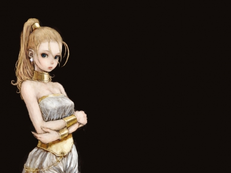 Marle - black, cute, blond hair, plain, video game, game, rpg, blonde, hot, girl, blond, blonde hair, serious, nintendo, emotional, simple, dark, anime, sinister, mad, dress, long hair, angry, sexy, snes, female