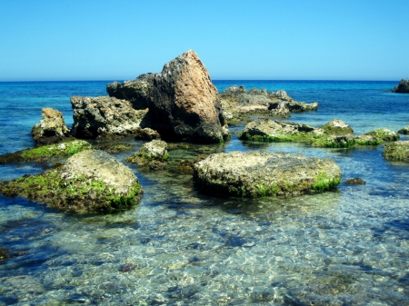 Crystal clear - beaches, ocean, photography, summer, shore, rocks, nature, blue, sand