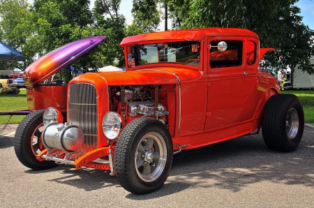 Red Hotrod - classic, custom, motor, red