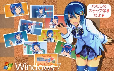 Nanami~ Window 7 - cool, cute, short hair, anime, anime girl, nanami, window 7, nice, skirt, lovely, blue hair