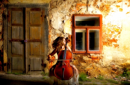 RHYTHM of CELLO - women, cello, people, person, instruments, music, musical