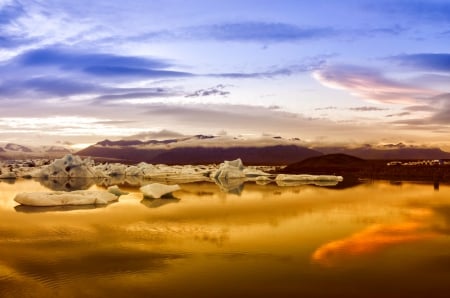 ICELAND SUNSET - ice, nature, iceberg, landscape, iceland, glacier, sunset