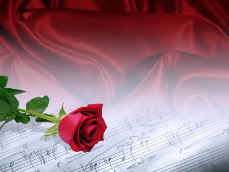 Romantic music - music, roses