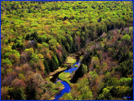 Lake of the Clouds, Porcupine Mountains, Michigan. - stream, nature, trees