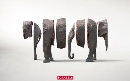 Chopped Elephant - parts, animals, chopped, art, elephant, ceative, animal, scrabble, digital