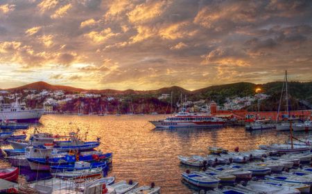 	Sunset on the Ponzas harbour - ponzas, harbour, sunset