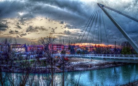 	new FootBridge at sunset - sunset, bridge