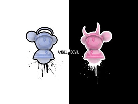 Angel and Devil - devil, cartoon, angel, art