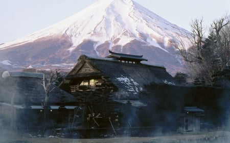 Onsen - onsen, japan, mountain, japanese, house, hotel, hot spring