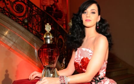 Katy Perry - red, katy perry, perry, brunette, katy