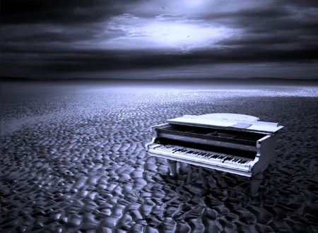 Night song - piano, music, night, blue