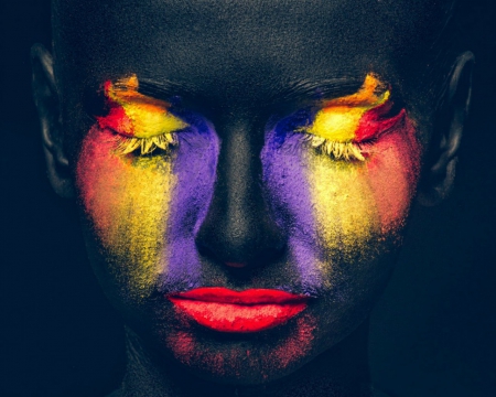 Artistic woman - woman, face, paint, model, artistic