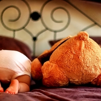 Kid and teddy bear