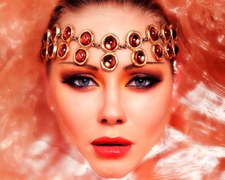 Artistic woman - woman, model, jewelry, face, makeup