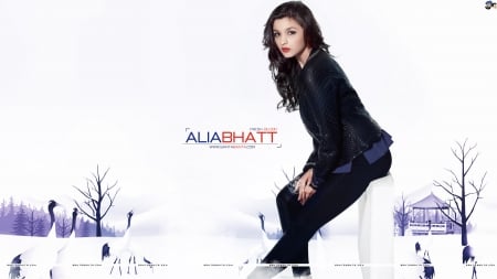 alia bhatt - beauty, actress, black, shirt