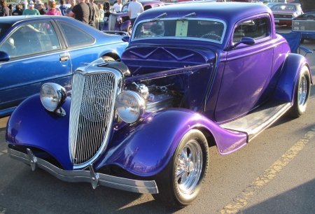 1934 Ford Coupe  - headlights, purple, ford, grills, engine, photography