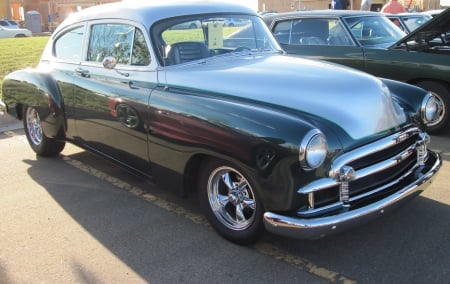 1950 Chevrolet - silver, headlights, chevrolet, photography, tires, green