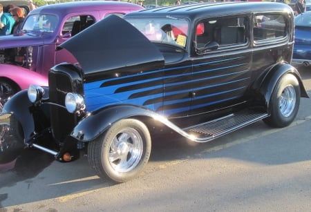 1932 Ford Sedan  - chevrolet, blue, photography, tires, black