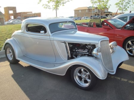 1934 Ford - black, Ford, tires, headlights, silver, photography